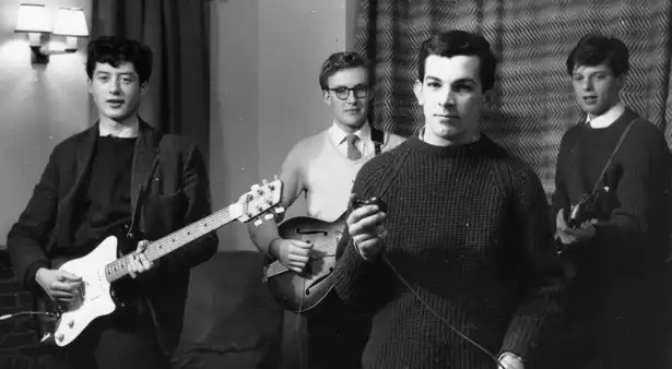 A young Jimmy Page (left) playing with The Presidents Tony Busson,